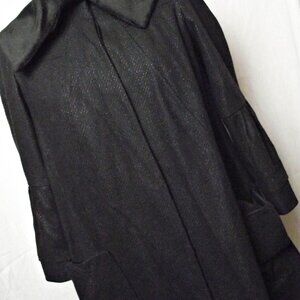 Diane von Furstenberg Womens Wool Silk SWING Dress Coat Black Metallic Sz 2
